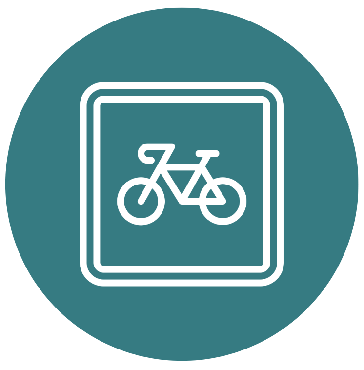 Icon with bicycle representing cycle lane improvements.